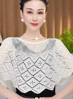 贵妇防晒针织披肩带亮点套头罩衫