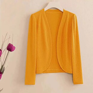 外套纯色长袖 时尚 开衫 修身 上衣 百搭冰丝披肩短外套女士春夏空调衫