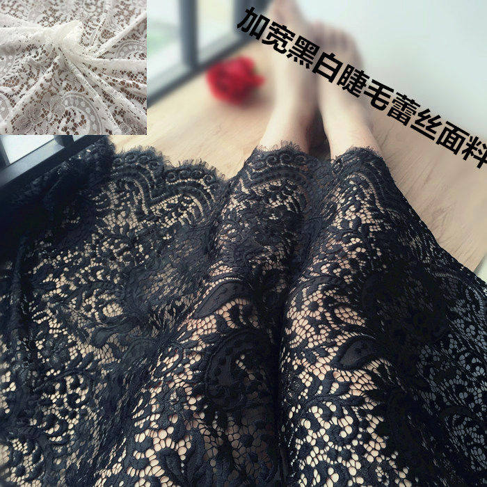 加宽黑白色加厚刺绣镂空