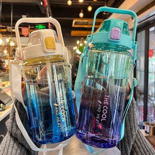 2000ml大容量水杯女新款2025耐高温带刻度塑料吸管杯男款运动水壶