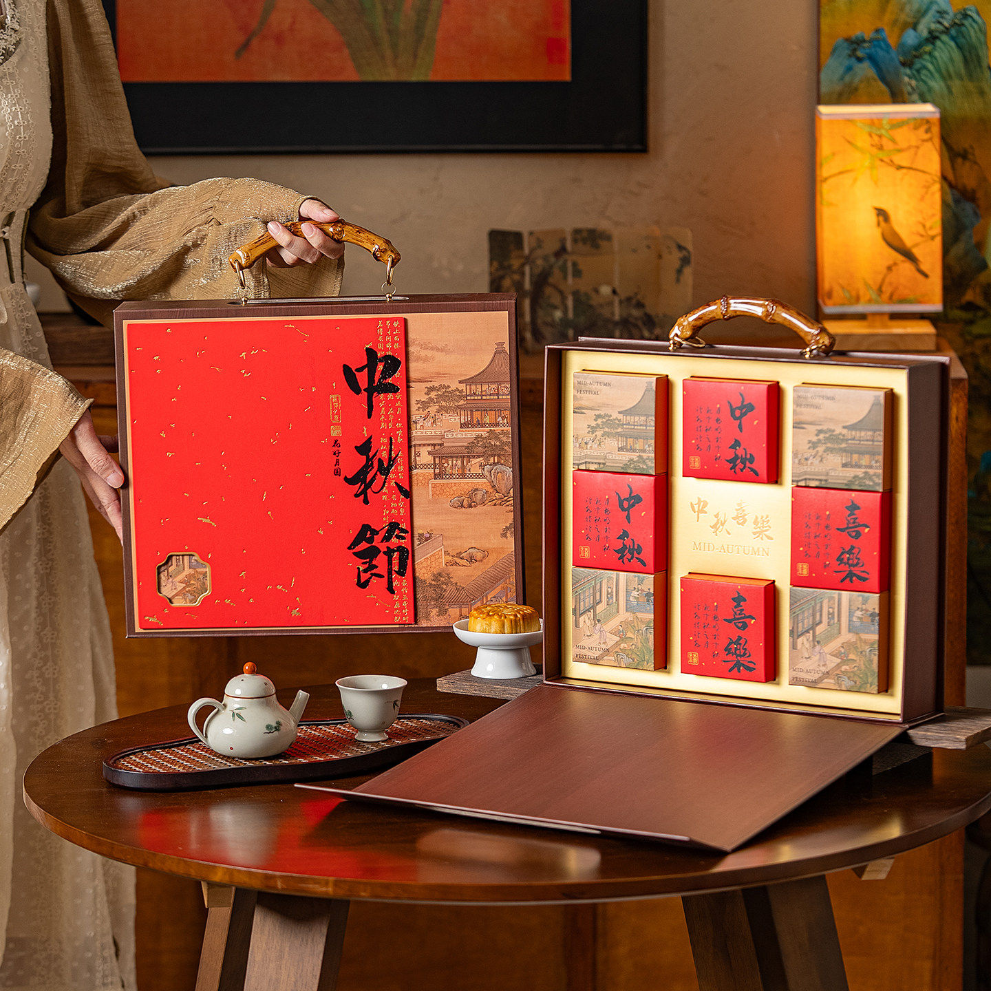 月满中秋礼盒空盒8粒月饼盒高档80克盒子定制中国风包装盒礼品盒