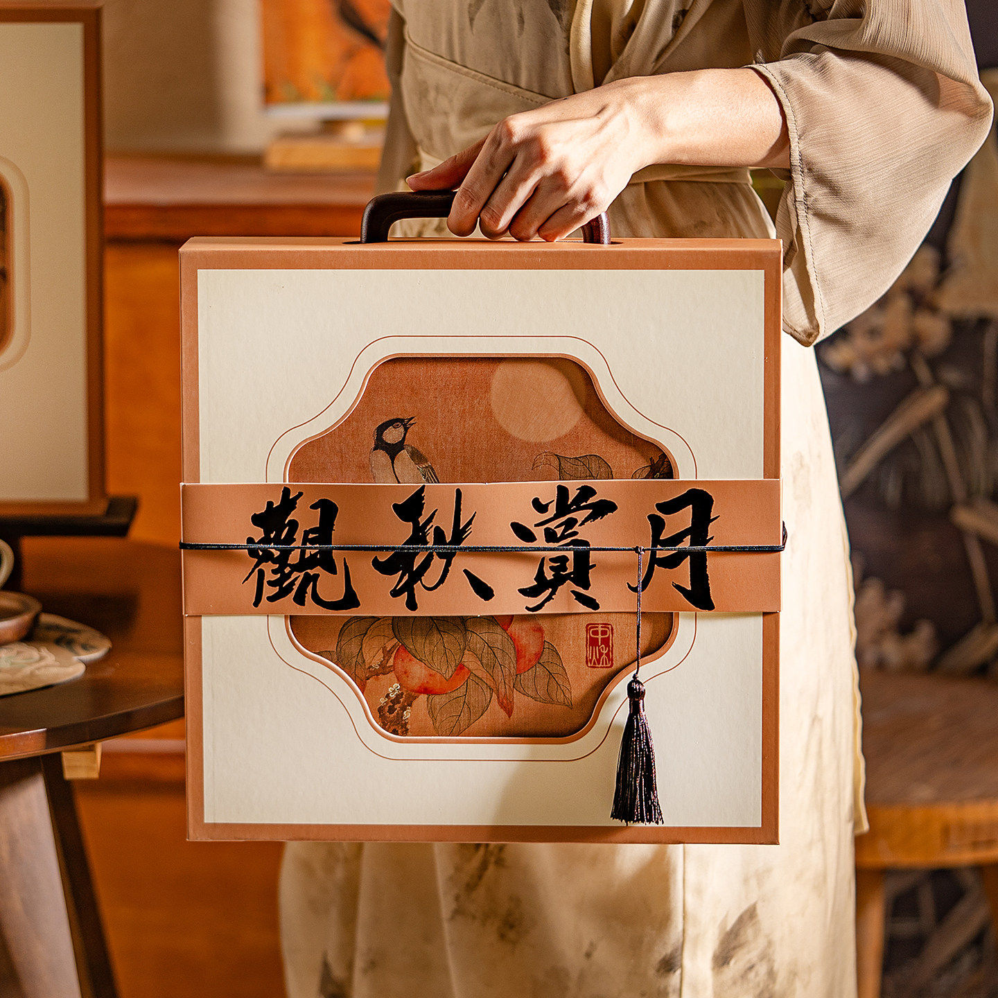 2026中秋赏月古风月饼包装盒高档礼盒空盒定制中式6个8粒80g盒子