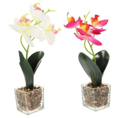 Artificial Flowers Orchid Phalaenopsis Potted Faux Flower