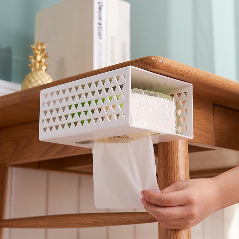 Wall Mounted Self Adhesive Tissue Box Napkin Holder Plastic