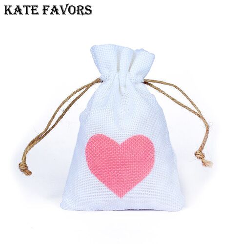 Natural Burlap Bags Jute Hessian Drawstring Sack Wedding Fav