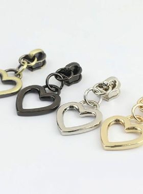 10Pcs 5# Heart Shape Zippers Pull Heads for Nylon Zips