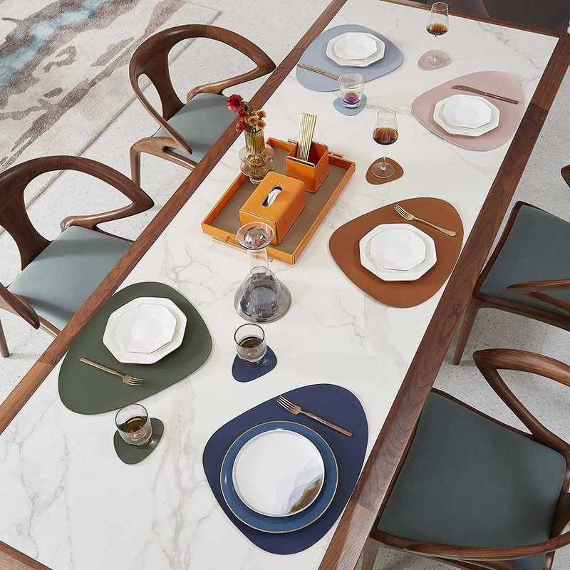 PU Leather Placemat Table Mat Tableware Pad Waterproof Heat