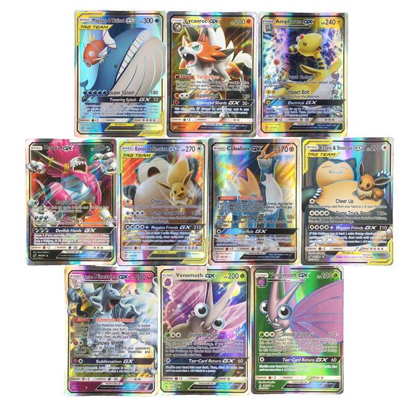 60-200pcs New Pokemon cards Tag Team GX EX MEGA Cards Pokemo