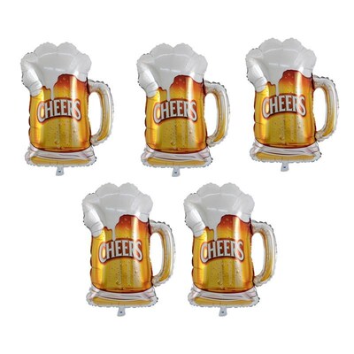 5Pcs Birthday Balloons Beer Cups Cartoon Aluminum Foil Ball