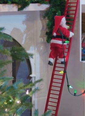 Funny Christmas Santa Claus Electric Climb Ladder Hanging De