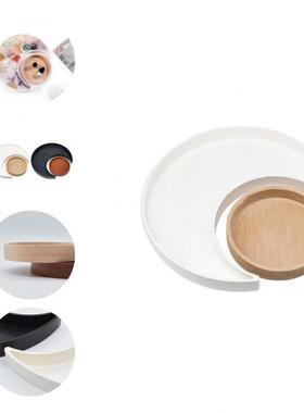 ABS 1 Set Useful Engagement Rings Jewelry Dish Wood Jewelry