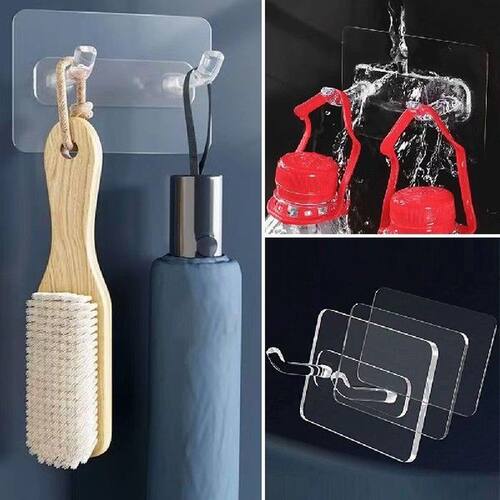 1Pcs Hooks Key Storage Hanger Wall Door Rack Transparent