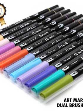 Dainayw Dual Brush Pen Art Markers, Primary, 12 Pack, ABT B