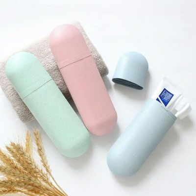 NEW Travel Toothbrush Toothpaste Holder Case Wheat Straw