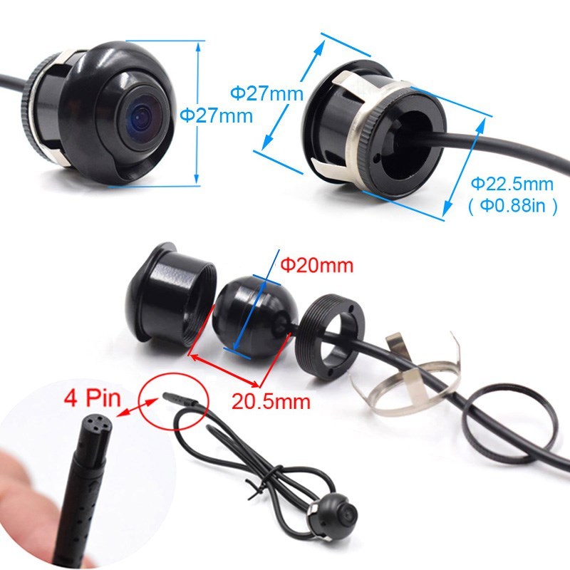 CCD 180 Degree Fisheye Lens Car Rear Side Front View Camera