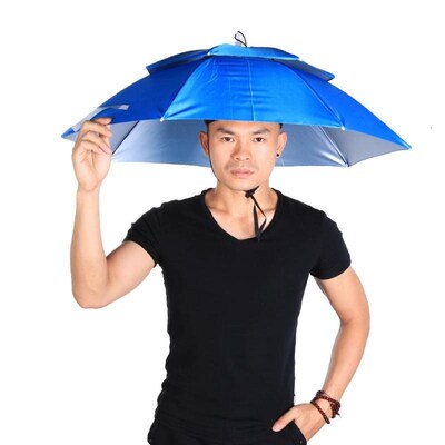 Portable Fishing Umbrella Hat Cap Foldable Sun Shade Waterpr