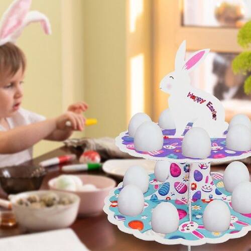 2 Tier Trays Easter Egg Cupcake Display Holder Stand for