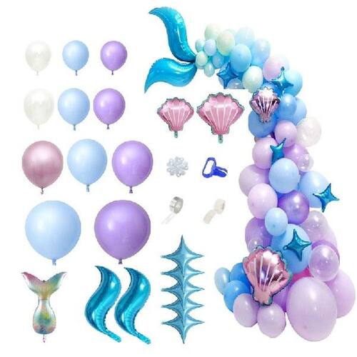 136Pcs Little Mermaid Tail Latex Balloon Set Garland Arch