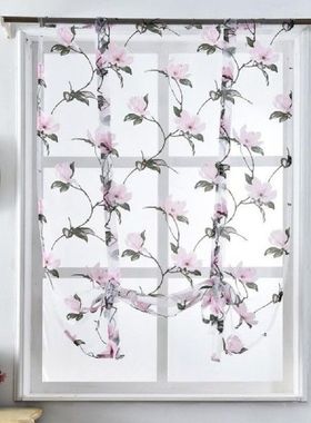 Flowers Curtain Kitchen Valance Tulle Sheer Bedroom Window