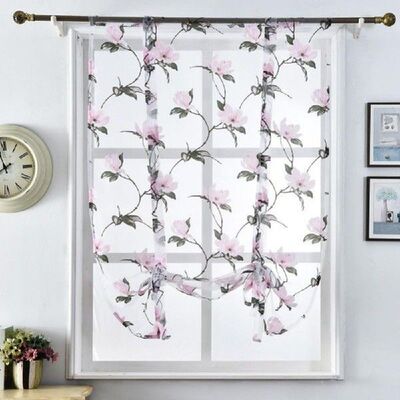 Flowers Curtain Kitchen Valance Tulle Sheer Bedroom Window