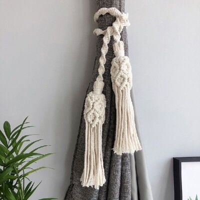 Curtain Tiebacks Handmade Boho Style Woven Tassels Holdback