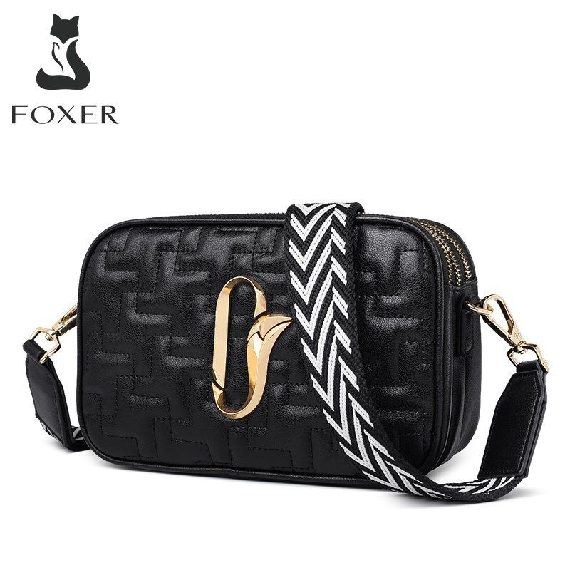 foxer female square crossbody bag three tier large capacity