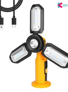 USB Rechargeable Working Light COB LED Foldable Flashlight