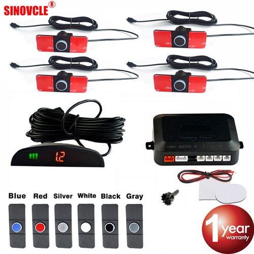 .Car LED Parking Sensor Kit 4 Sensors 16mm Backlight Display