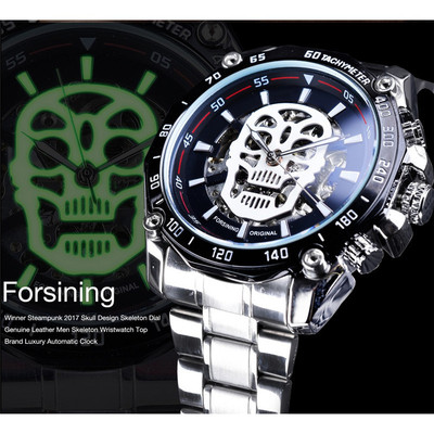 Luminous skull head automatic mechanical watch骷髅头机械手表