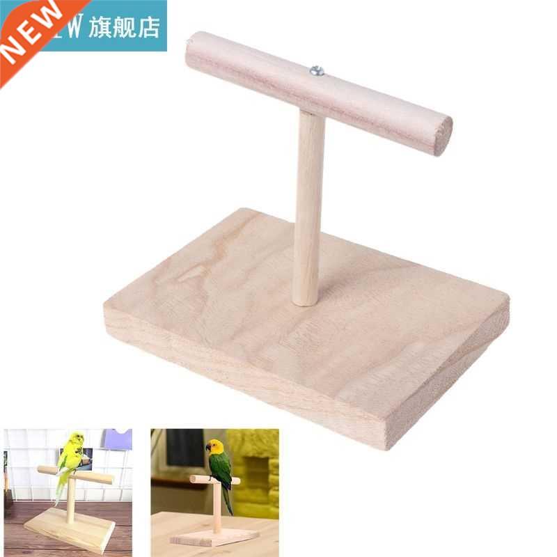 Portable Wooden Pet Parrot Training Rotation Perched Stand P