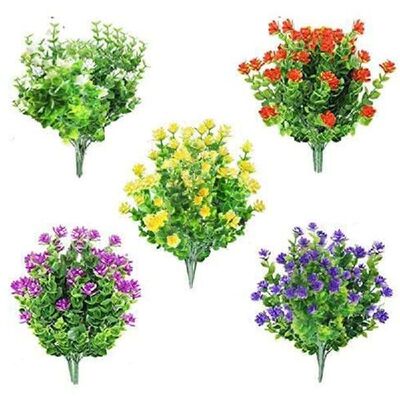 15 Bundles Outdoors Artificial Flowers Faux Plastic
