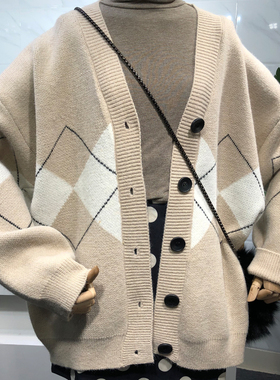 BETHQUENOY 2021 Sweter Casacos Femininos Inverno Argyle Card