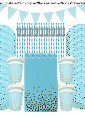 Rose Gold/Pink/Black/Blue Disposable Dinnerware Set Birthday