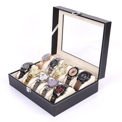 . Clock Watches Jewelry Boxes Case Leather Watch Box Case