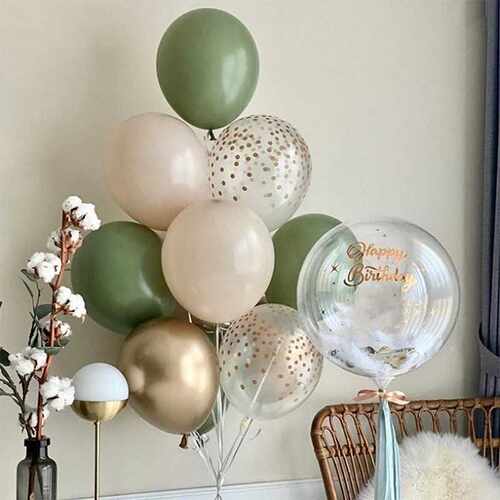 119pcs New Retro Color Bean Paste Green Balloon Arch Garland