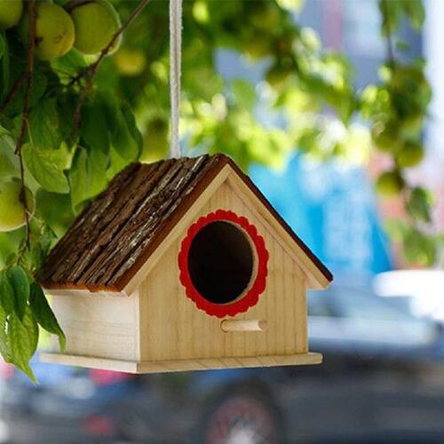 Wooden Bird Cage Houses Nest Natural Outdoors Hanging