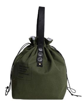Canvas Insulation Bag Simple Beam Mouth Drawstring Tote Bag