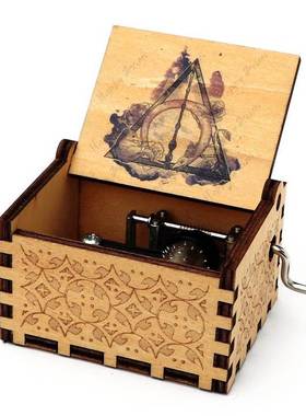 Antique Carved Musical Box Hand-Cranked Wooden Music Box The