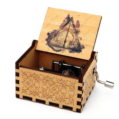 Antique Carved Musical Box Hand-Cranked Wooden Music Box The