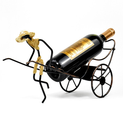 Nostalgic Style Rickshaws Wine Rack Retro Iron Art Wine