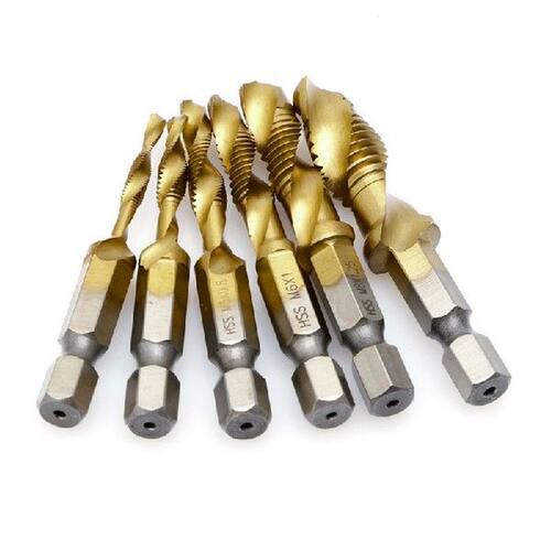 1PC Tap Drill Bit Hex Shank Titanium Plated HSS Screw
