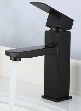 Bathroom Black Paint Square Basin Faucet Single Handle Washb