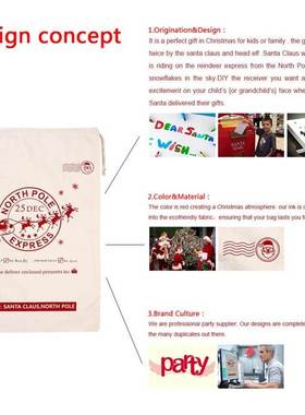 1Pcs Christmas Santa Sack Deer Drawstring Canvas Santa Bag N