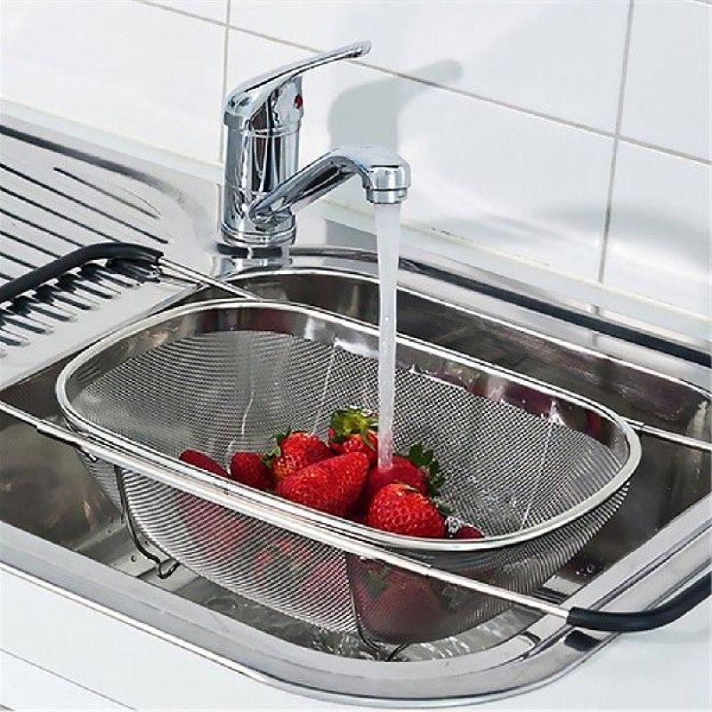 stainless steel retractable drain basket rubber grip