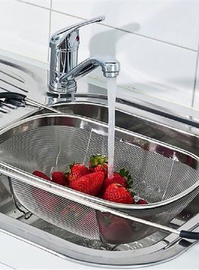 Stainless Steel Retractable Drain Basket Rubber Grip