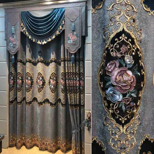 Custom Light Luxury Curtains for Living Room Hollow Gold Sil