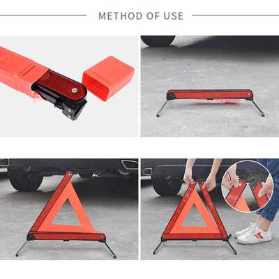 Practical Car Stop Sign Tripod Road Flasher Triangle Emergen