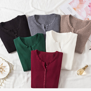 AOSSVIAO 2022 Autumn Winter Button V Neck Sweater Women Basi