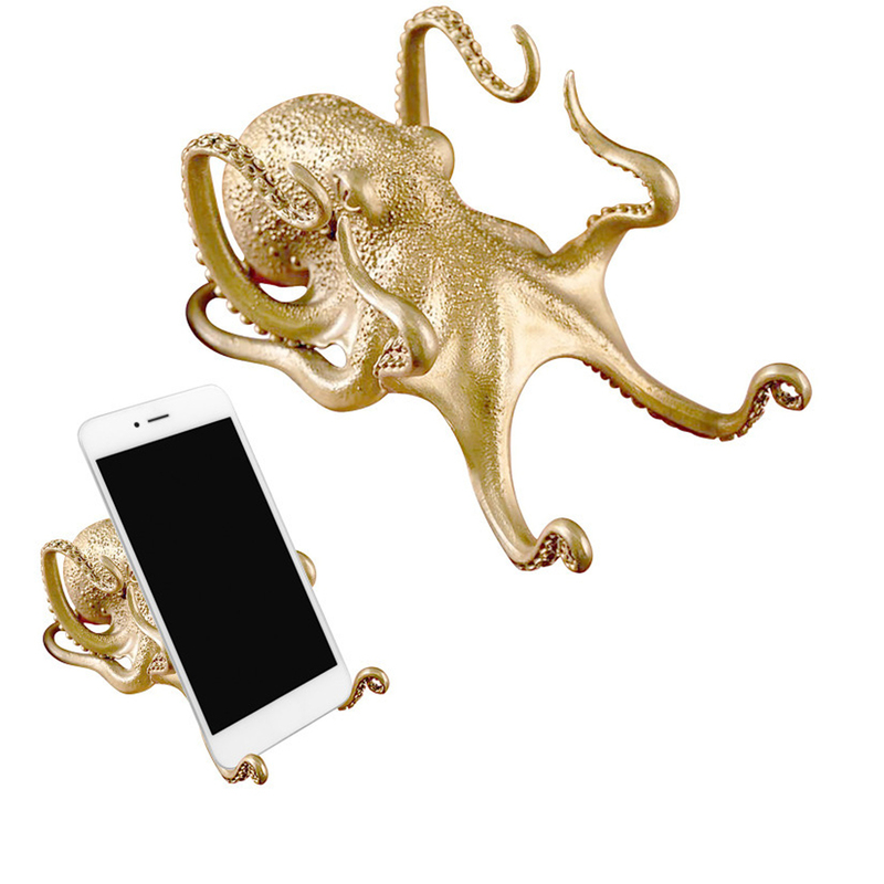 Creative Octopus shape mobile phone support golden Octopus