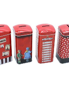 Square British pattern Tinplate Box coin counter candle